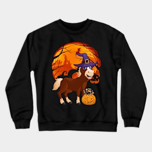 Horse pumpkin witch Crewneck Sweatshirt